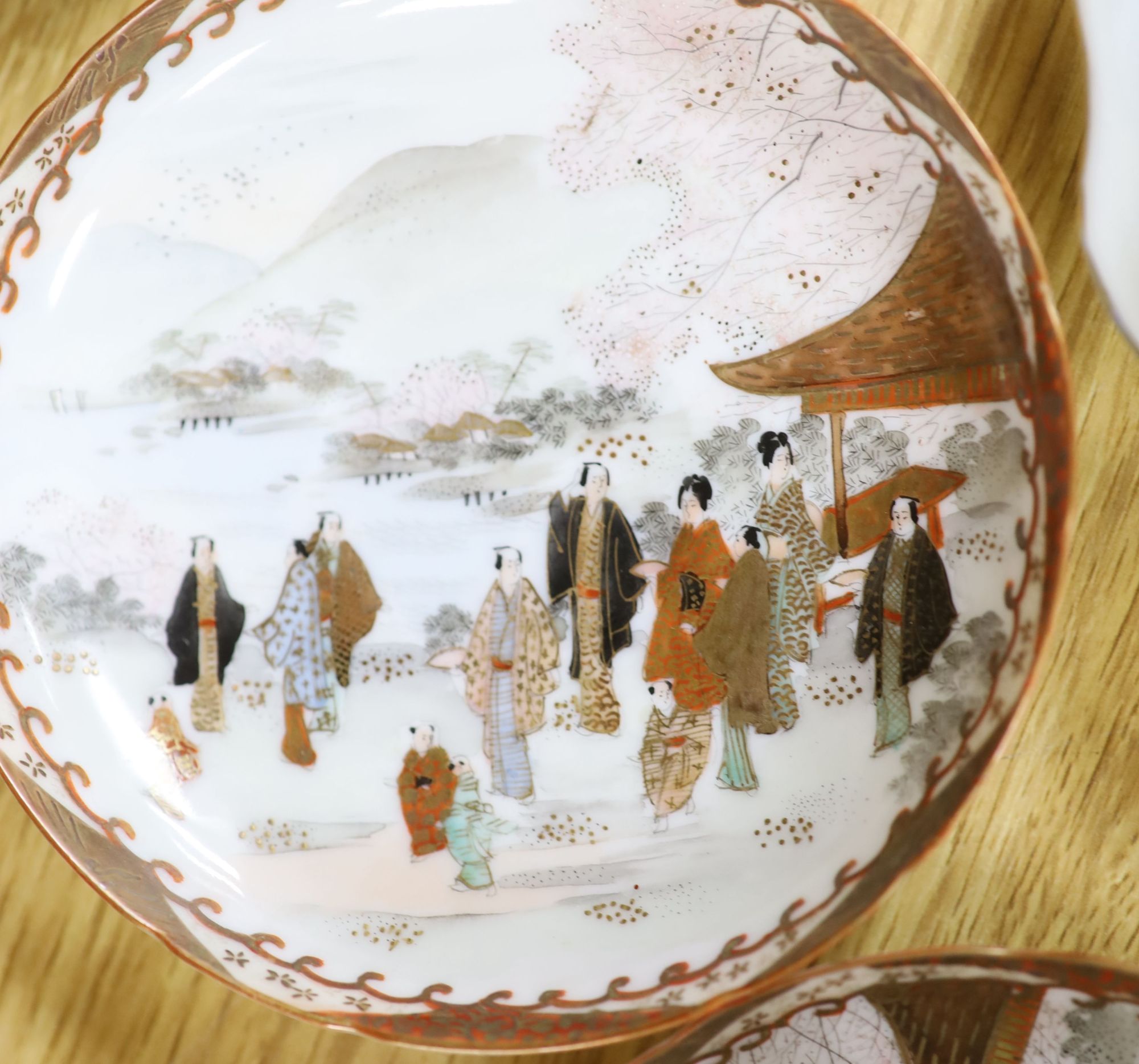 A group of Japanese ceramic teawares and plates, Meiji